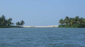 Ashtamudi lake in Kollam, Kerala,S. India. It is one of the Ramsar sites.
