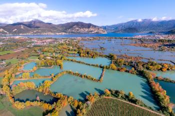 The pictures shows one of the Ramsar sites in Italy - the Nature Reserve Torbiere del Sebino which is formed by a series of bodies of water, small forests, rush stands, and meadows that form a unique habitat in the Province of Brescia.