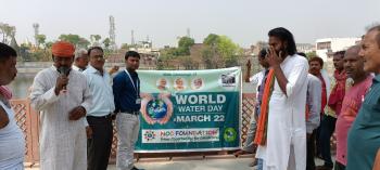 Community engagement at Lahartara Lake in Varanasi, Uttar Pradesh, Bharat on World Water Day