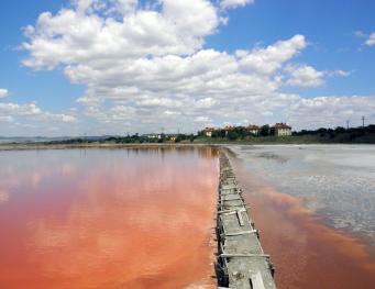 Atanasovsko Lake - a coastal lagoon used for salt production.